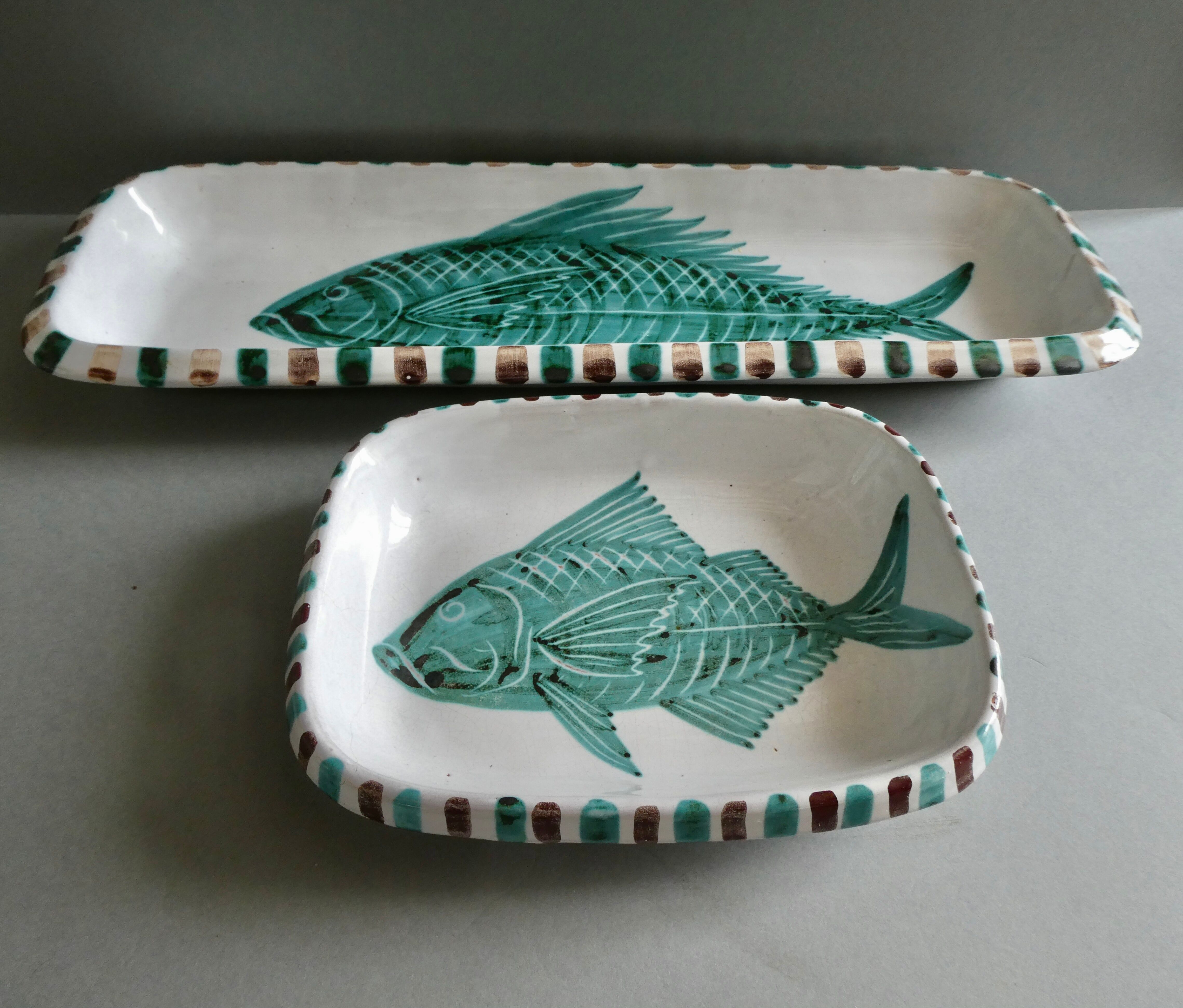 2 ceramic dishes, Fazio Vallauris SAP, 60s