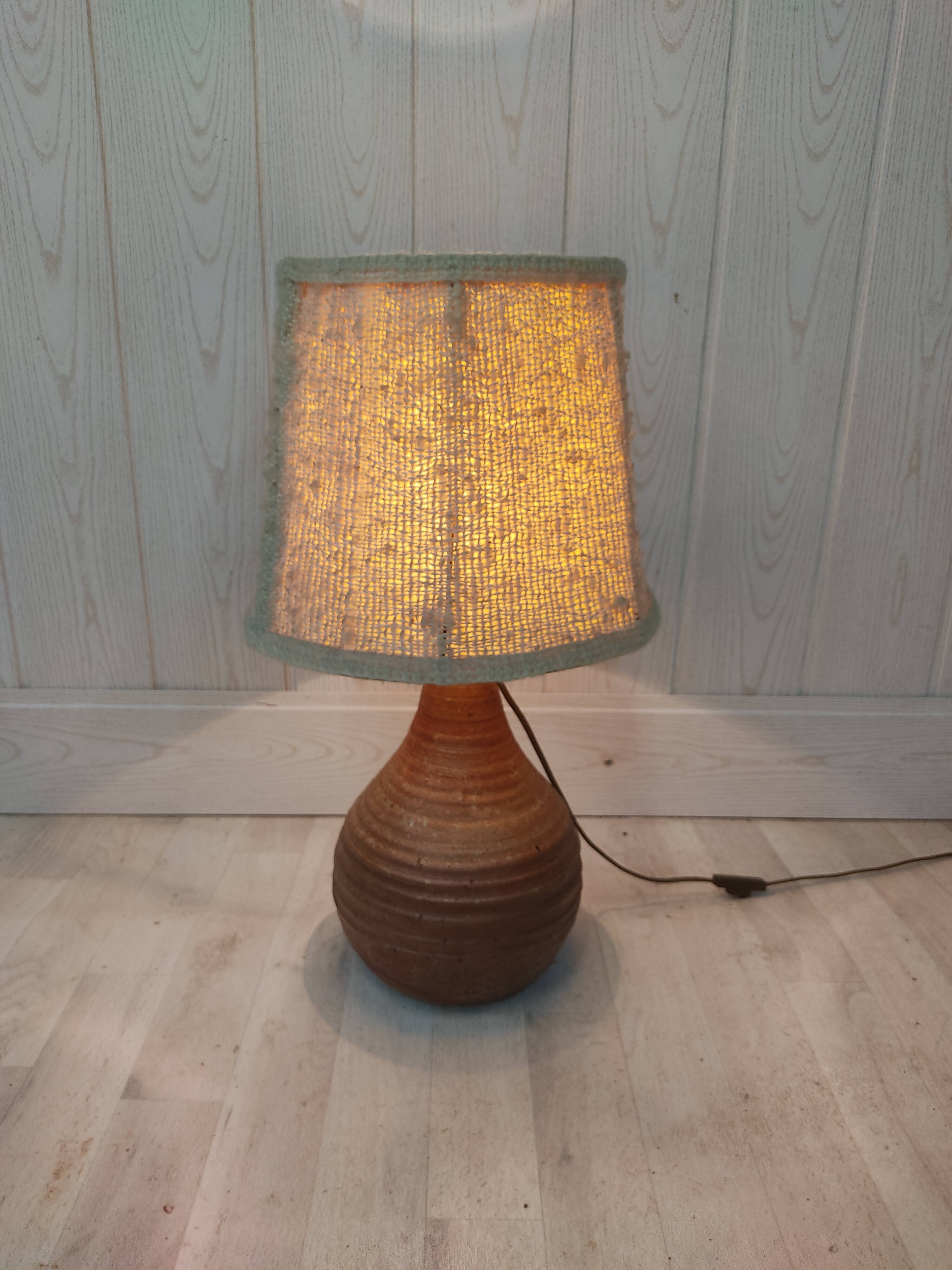 Sandstone lamp and wool lampshade
