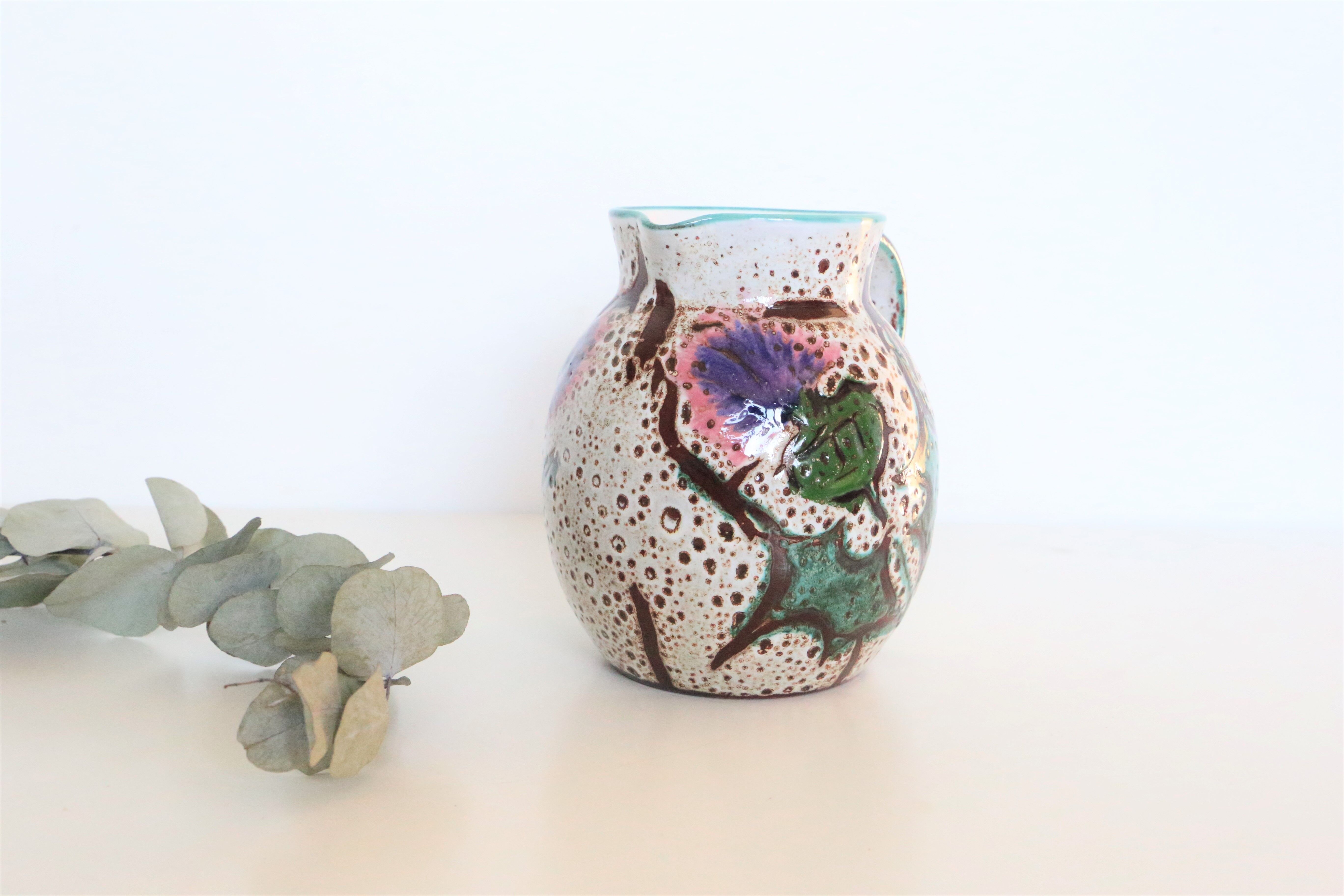 Ceramic jug, rustic, vintage French