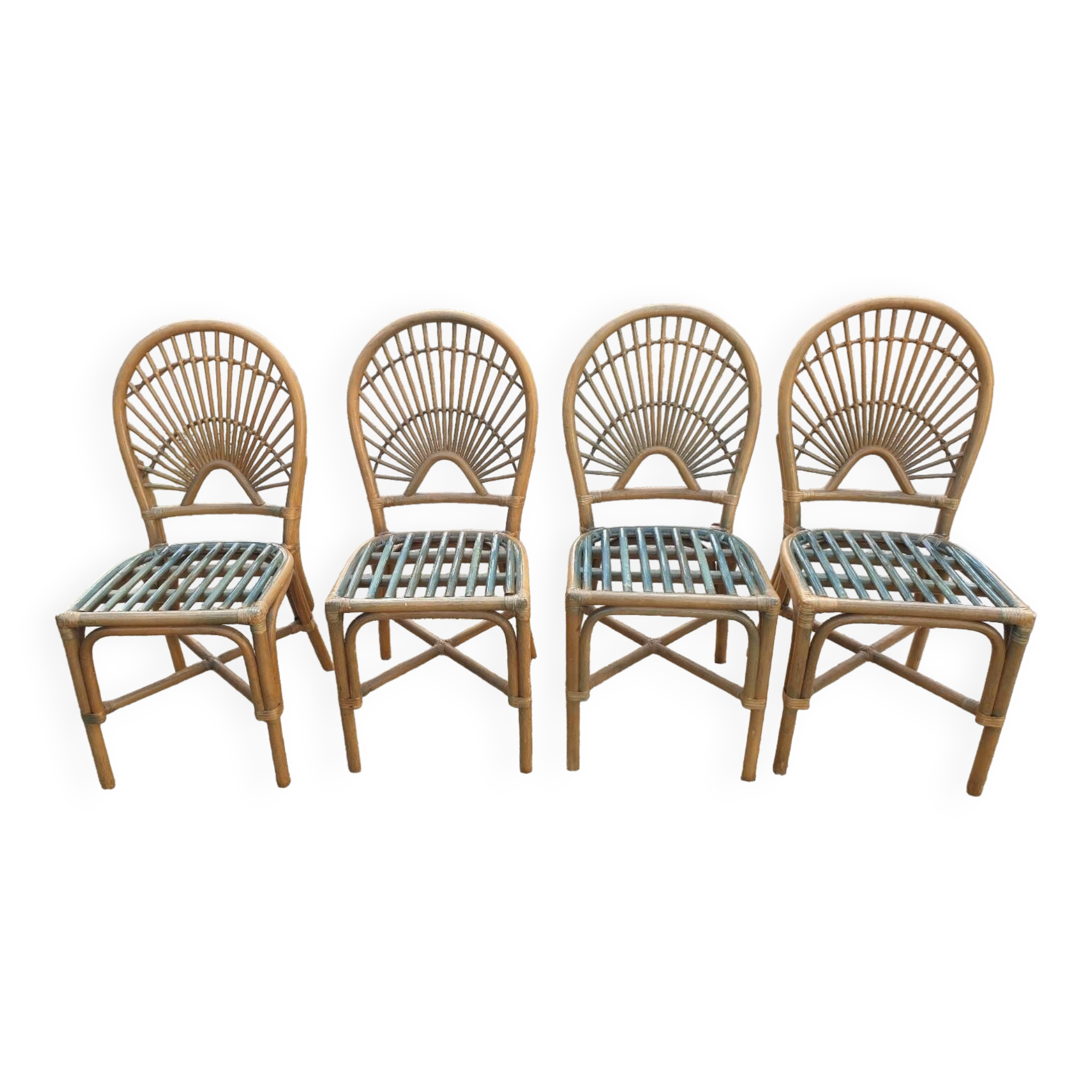 4 bamboo chairs