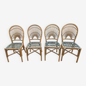 4 chaises bambou