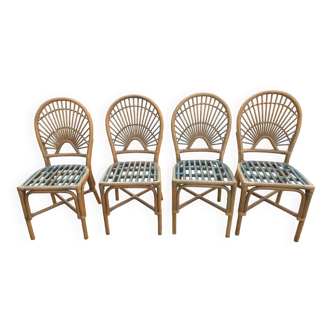 4 chaises bambou