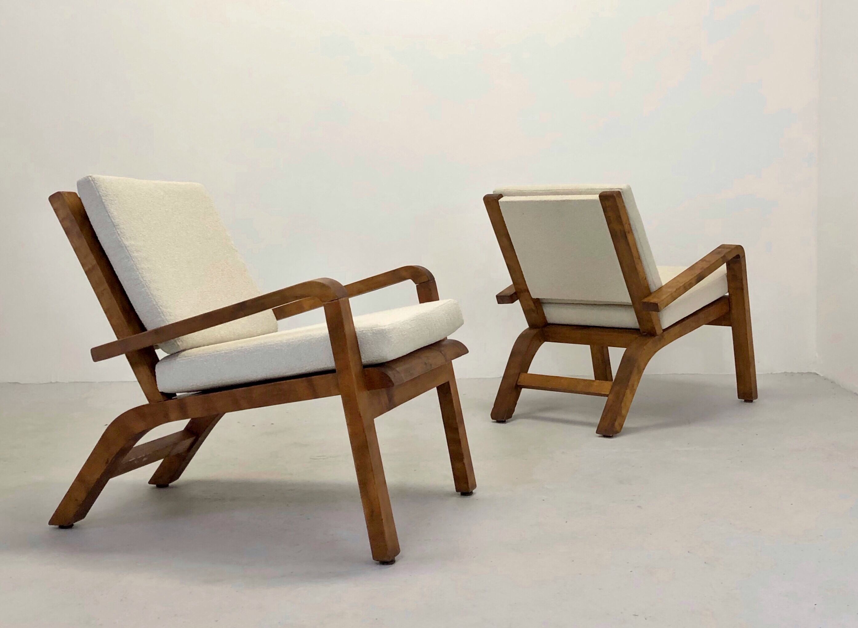 Pair of armchairs in solid lemon tree 1950