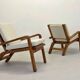 Pair of armchairs in solid lemon tree 1950