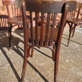 Set of 4 bistro chairs in curved wood Thonet