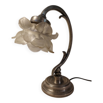 Lampe de table Art Déco en étain véritable circa 1920