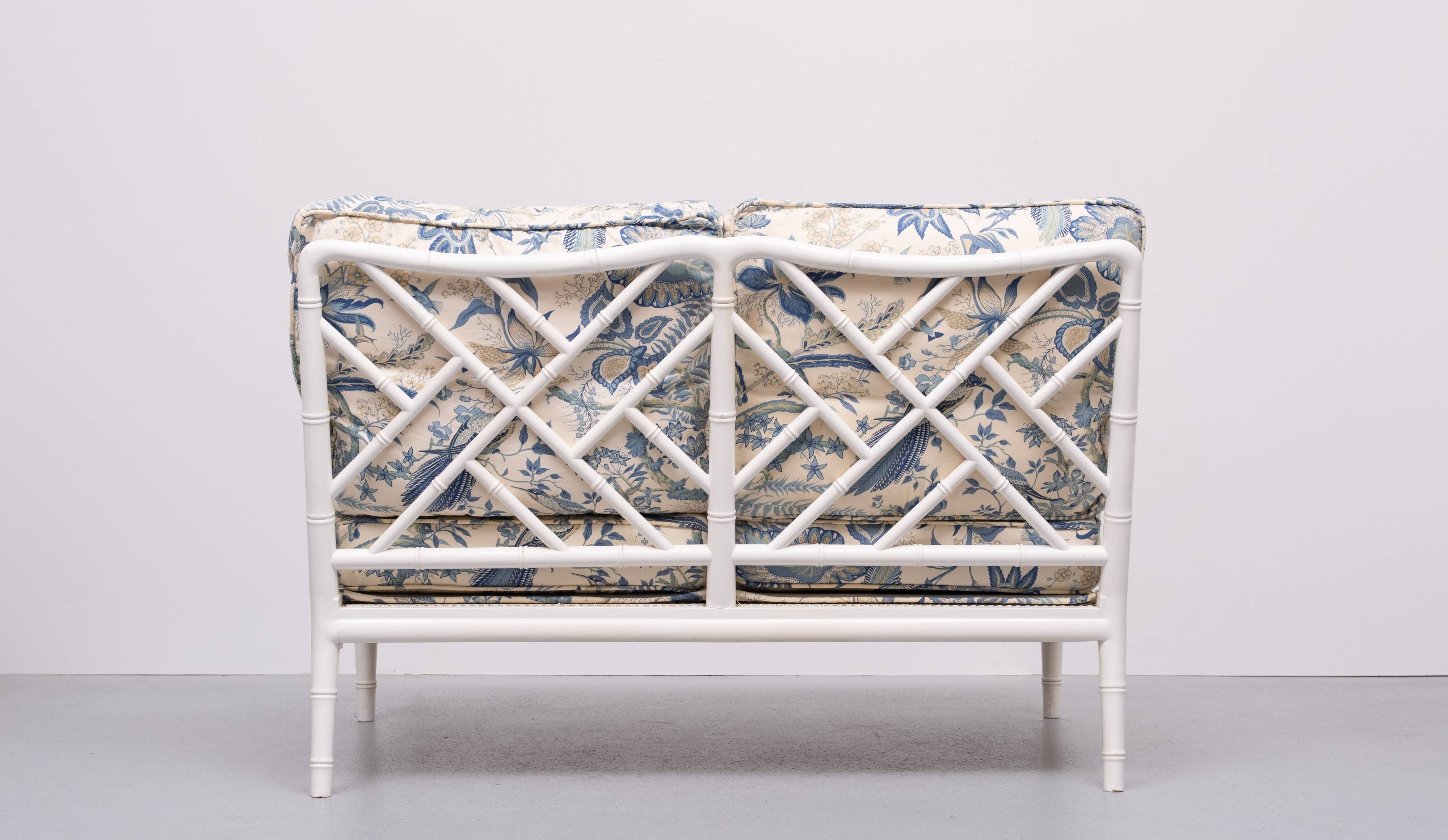 Faux Bamboo Chippendale Two seat Sofa 1970s France