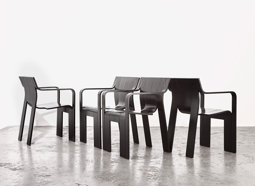 Gijs Bakker set of 4 strip armchairs for Castelijn, 1974