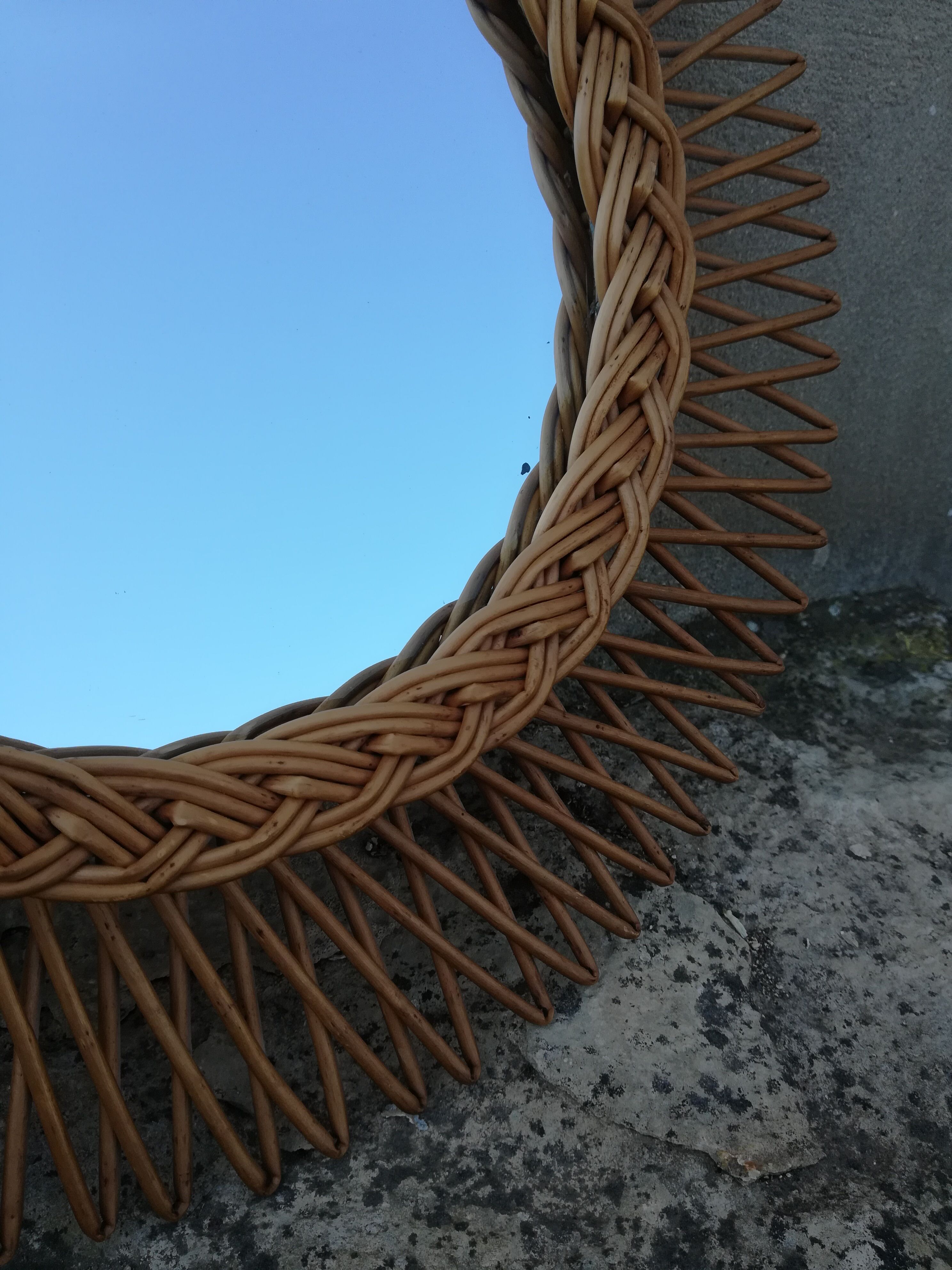 Vintage wicker round mirror 37cm