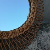 Vintage wicker round mirror 37cm