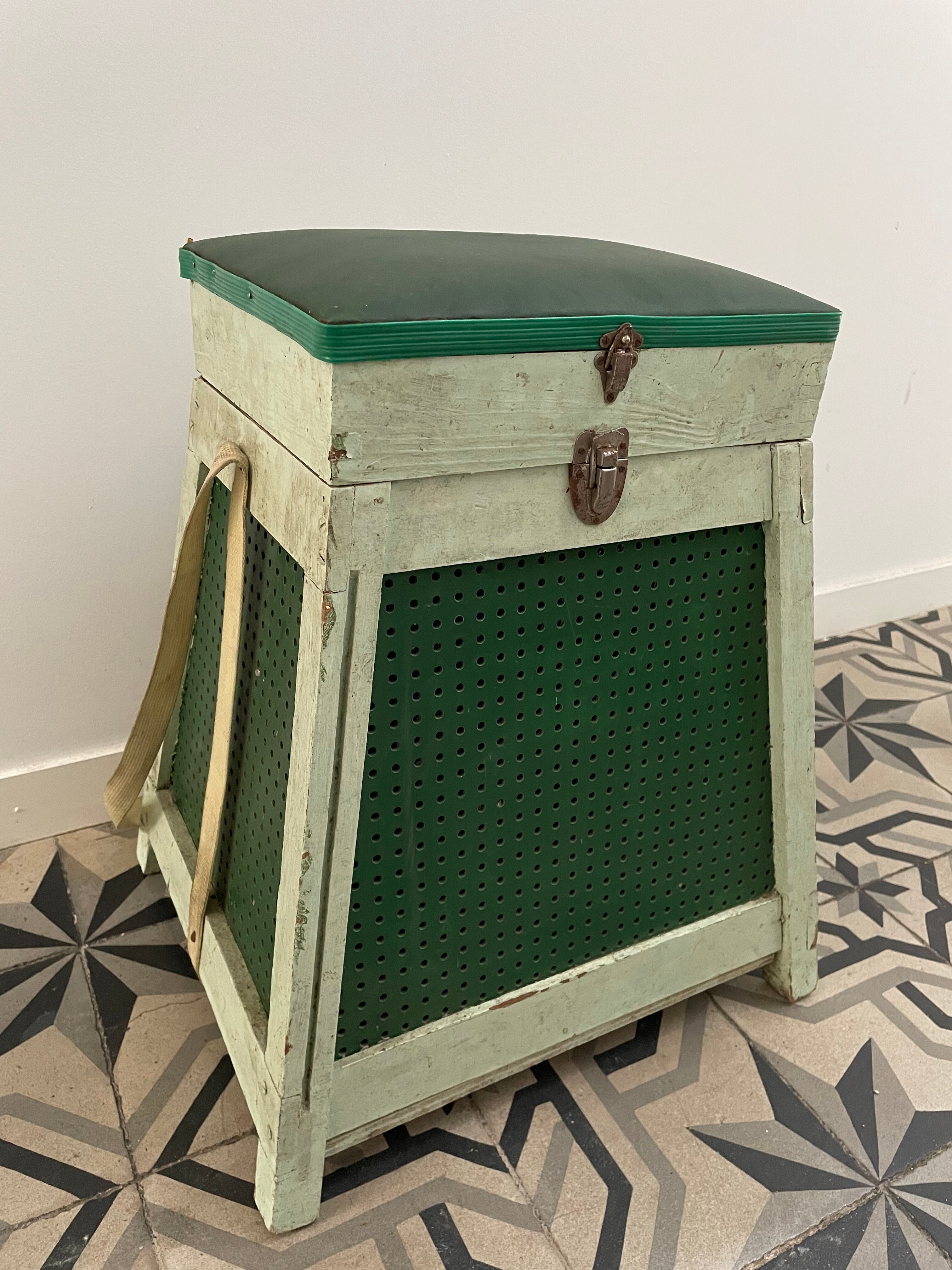 Vintage fishing chest stool