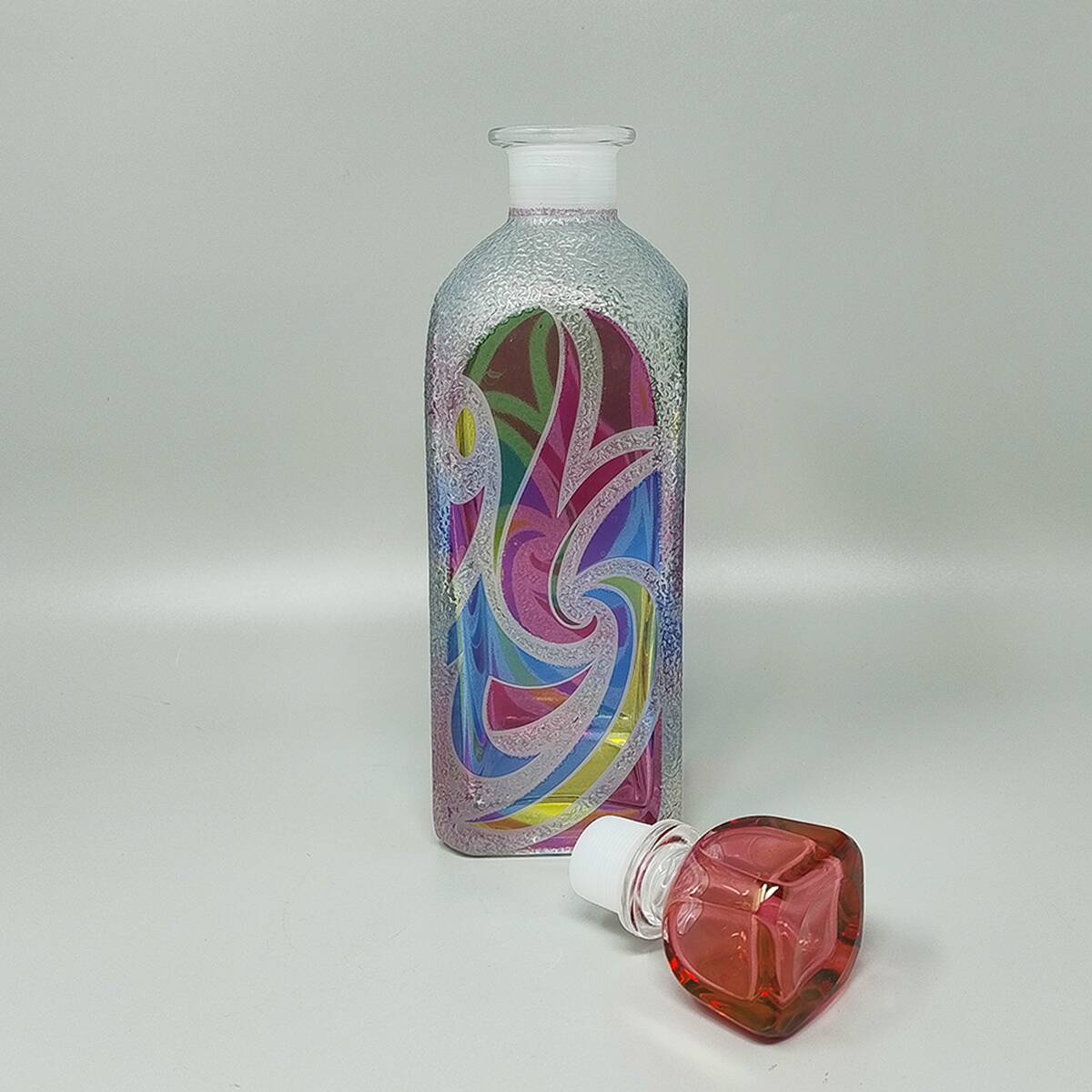 1970s Stunning Decanter or Decorative Bottle by Luigi Bormioli. Made in Ita