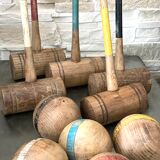 Old wooden croquet game