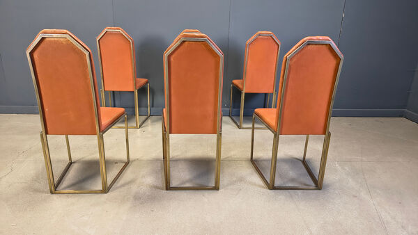 Chaises de salle à manger en laiton vintage par Belgochrom, années 1970