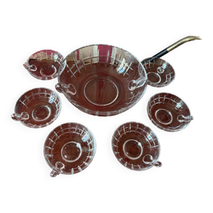 saladier et 6 bols en - cristal