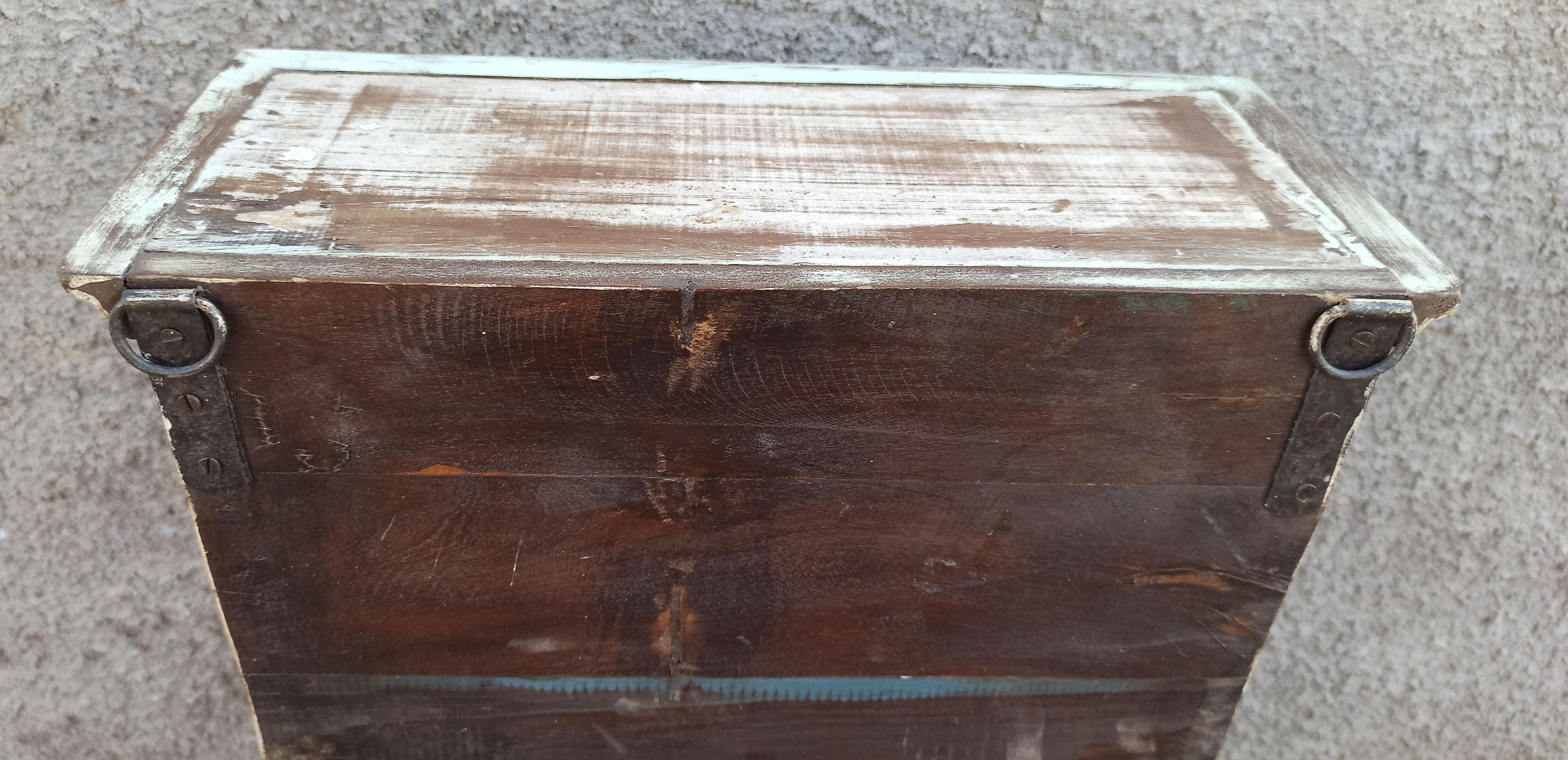 Old small wooden wardrobe with glass door