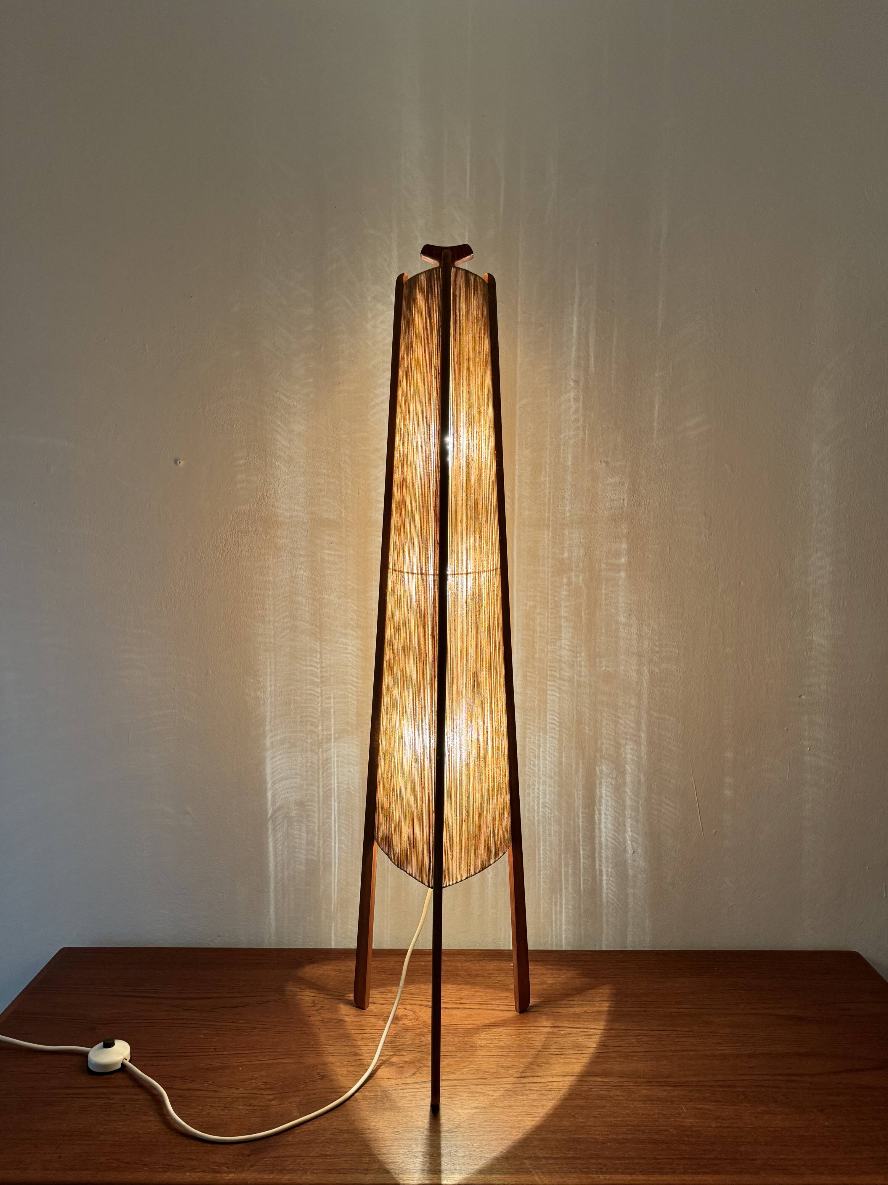 Sisal and Teak Floor Lamp by Temde