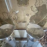 Pair of aluminium cast candle holders 52cm