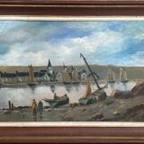 Old painting Max Erich Nicolas XXth Marine