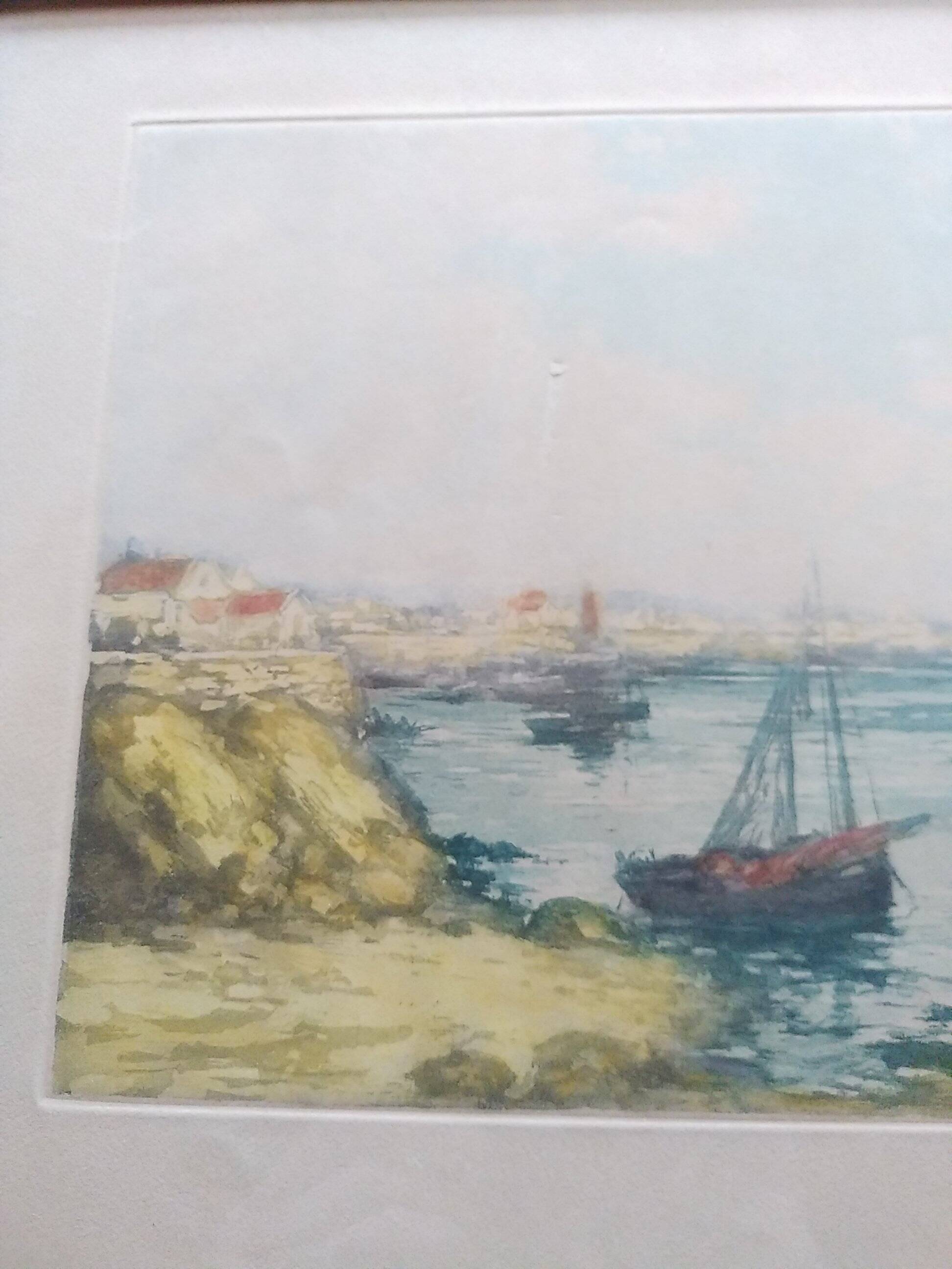 Alphonse Laffite. Aquatint old rigging in the bay.