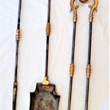 CHIMNEY ACCESSORY : CLAMP / SHOVEL / PICK in iron and brass 1 set of 3 pieces