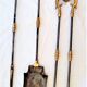 CHIMNEY ACCESSORY : CLAMP / SHOVEL / PICK in iron and brass 1 set of 3 pieces