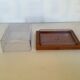Teak and plastic butter dish