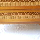 Chest of drawers wood and rattan 60s