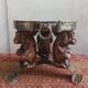 Jean-Maurice Rothschild (1902-1998) Table basse bois sculpté fer forgé et marbre