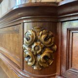 Meuble d’appui Louis XVI en bois précieux, marbre et vitrine – Haentgès Frè