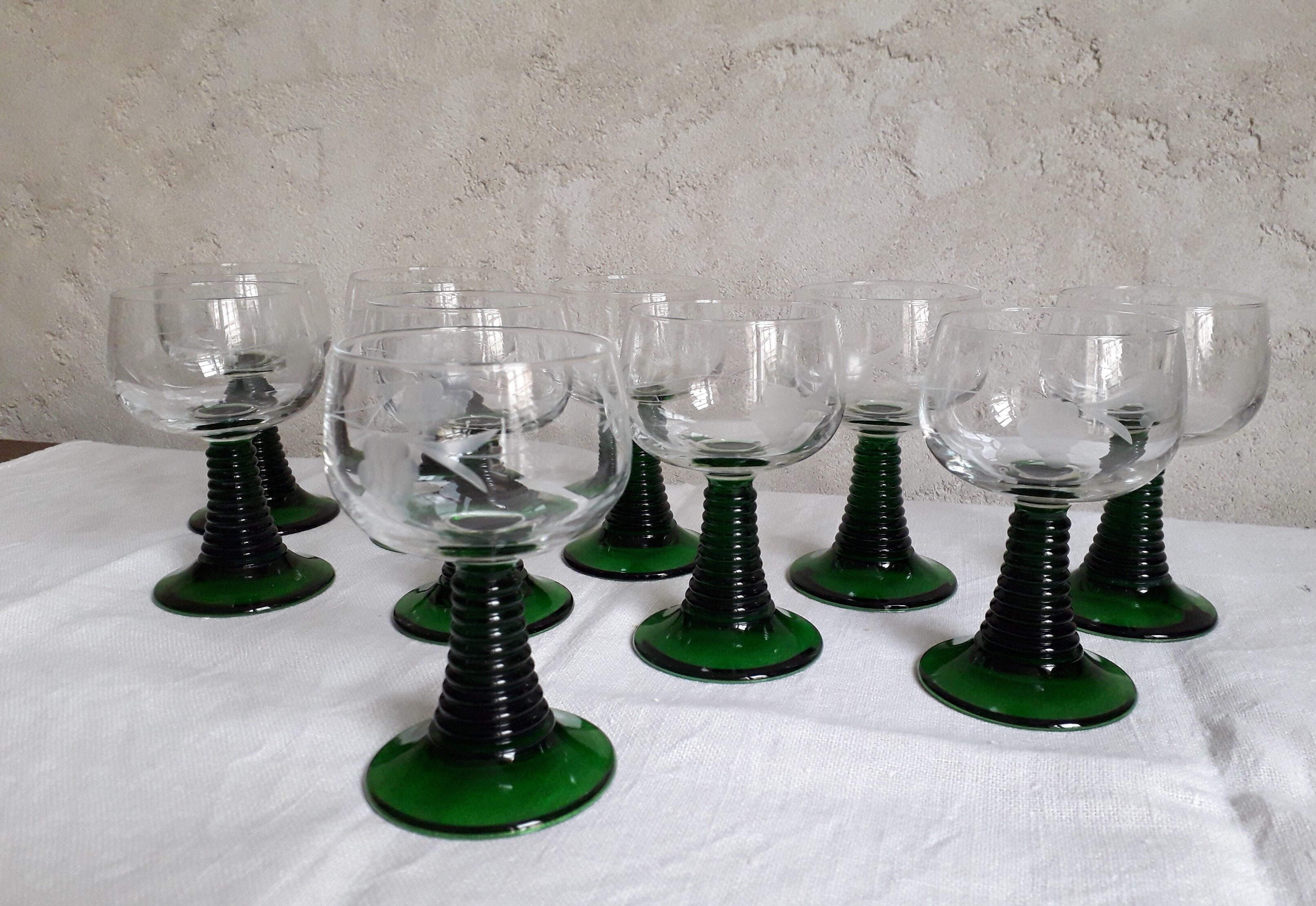 Lot de 10 verres à vin blanc d'Alsace