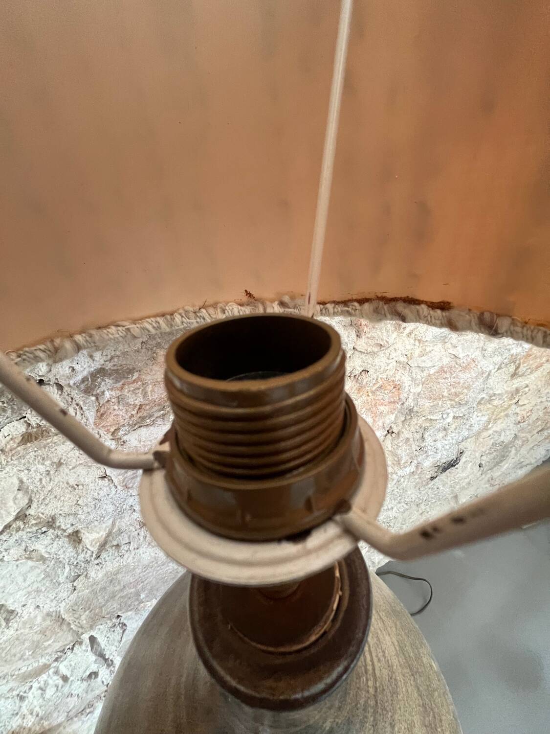 Enamelled sandstone lamp from the 1950s