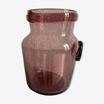 Biot style purple glass jar