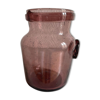 Biot style purple glass jar