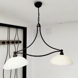 Billiard pendant light with double opaline lampshade