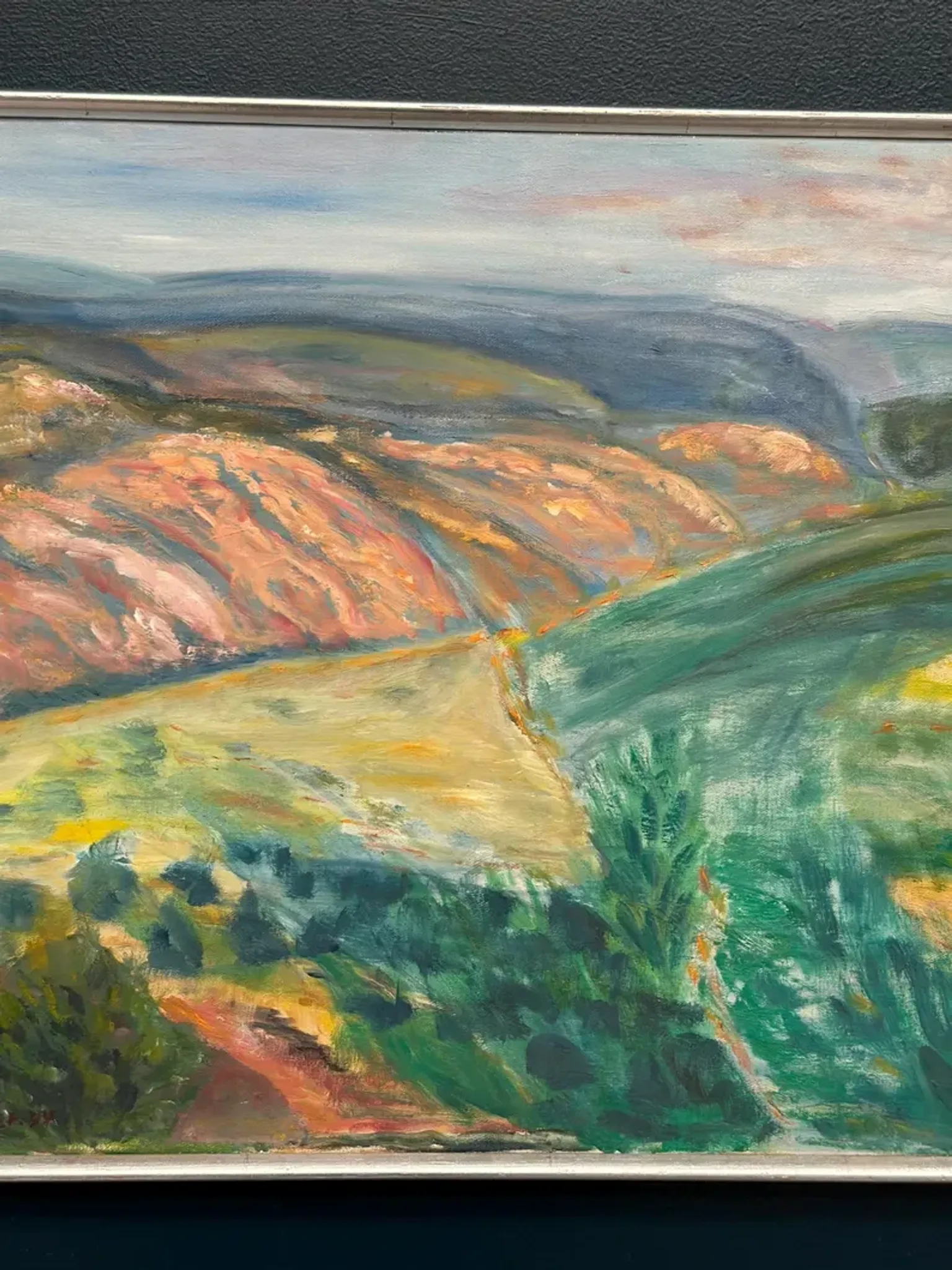 Original Swedish Oil on Canvas – "Landscape" by Lalla Blecher – Signed – Dated 1994 – Framed – 63 × 53 cm (24.8" × 20.9")