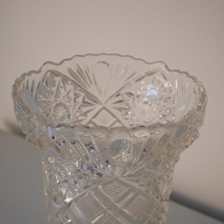 Glass vase, chiseled pattern