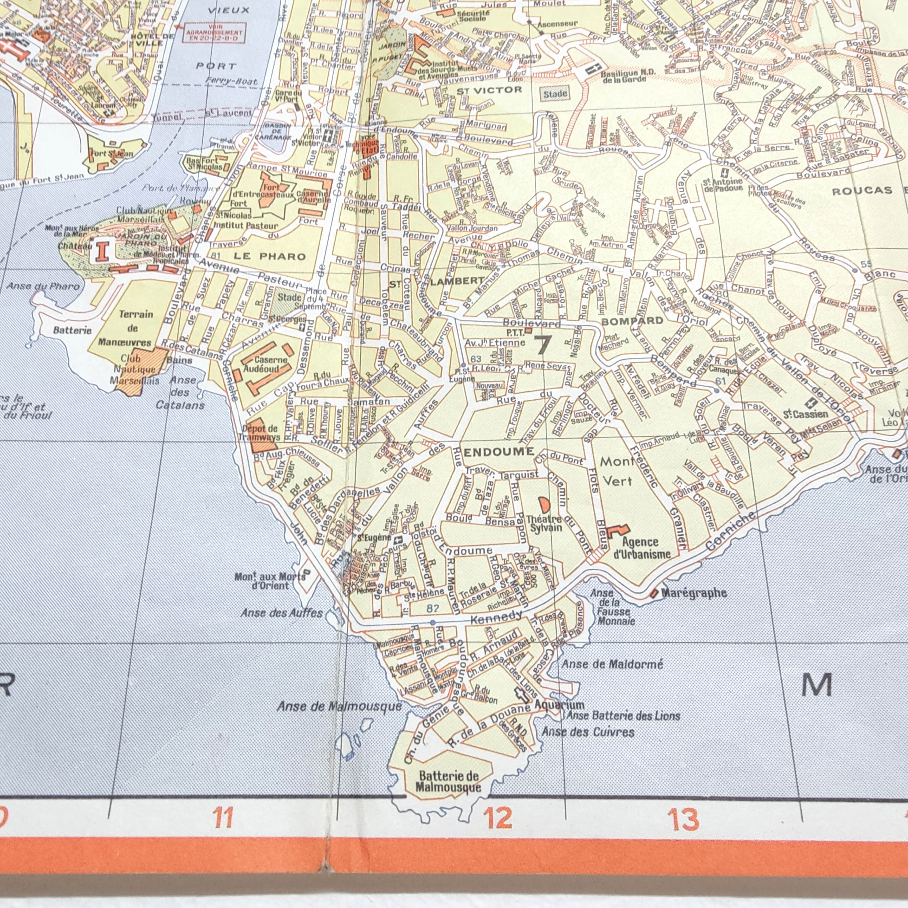 Vintage map of Marseille 1970