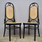 Chairs in curved beech and vienna straw, 1980s, set of 4