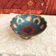 Small empty cup-pocket golden brass chiseled and painted oriental style