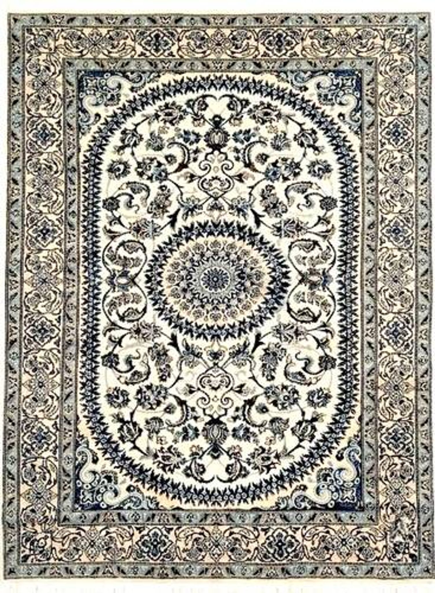 Persian Oriental Carpet NAÏN Wool and Silk: 3.20 X 2.10 Metres "Sardje Gallery"
