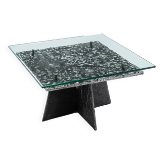 Heavy cast aluminium brutalist coffee table