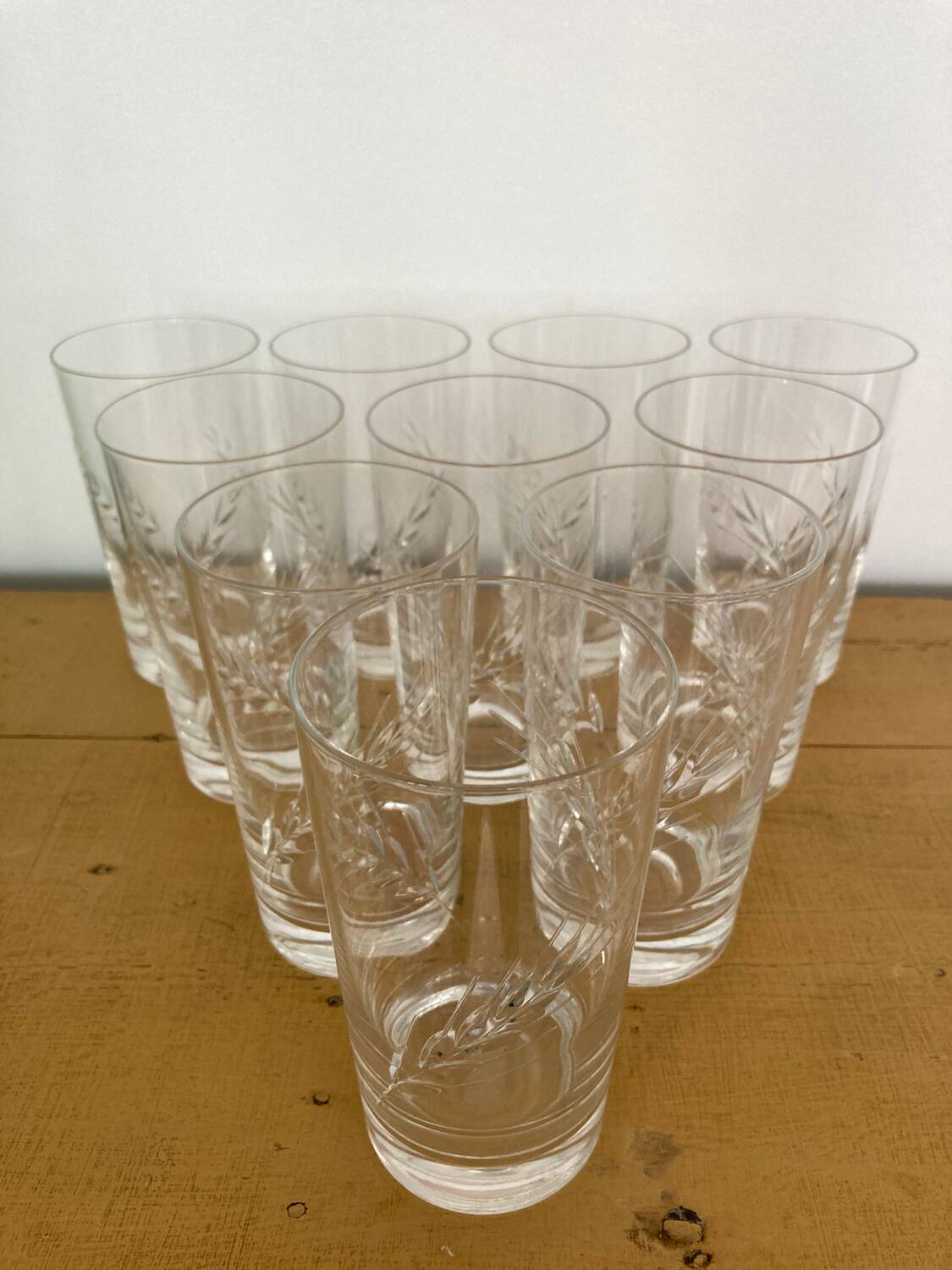 Set of 10 cut crystal orangeade glasses