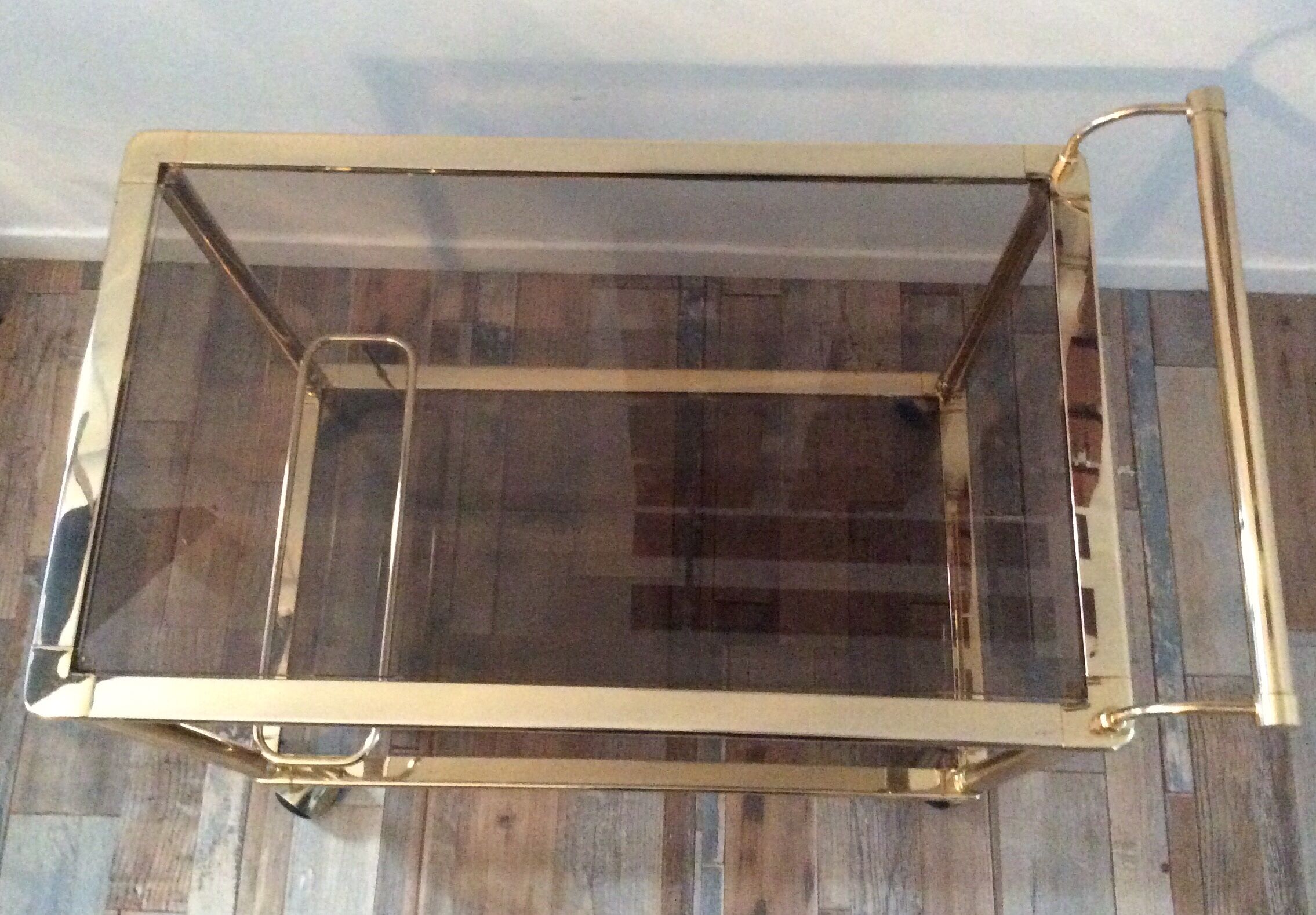 Dessert bar on brass wheels and gold metal