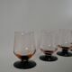 Lot de 4 verres à pieds roses et pieds noirs art déco années 30