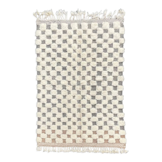 Tapis damier berbere moderne beni ouarain, 155x255 cm