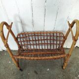 Vintage rattan and bamboo magazine rack