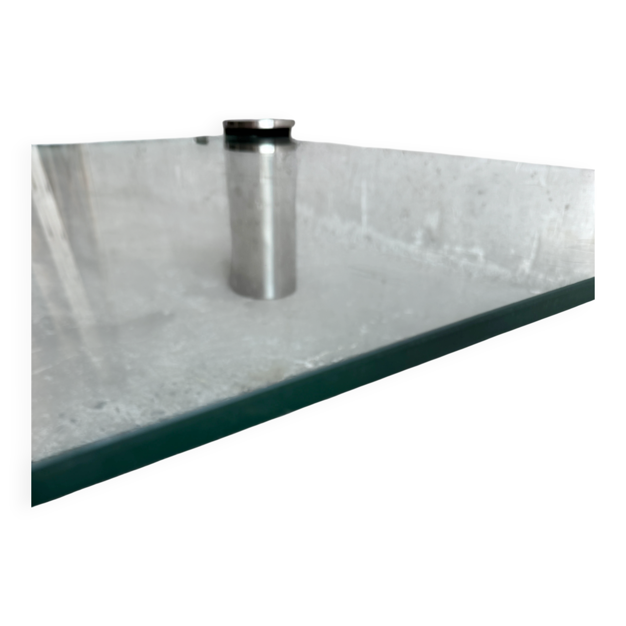 Clear Glass Square Coffee Table with Stainless Steel Cylinder Legs