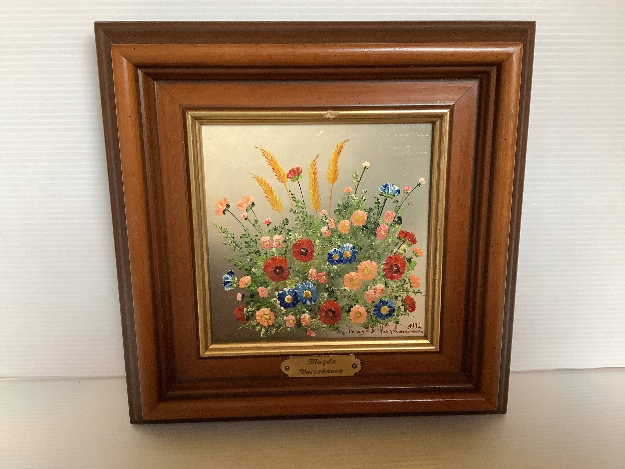 Peinture à l'huile sur isorel "épis de blé" de Magda Verschaeve