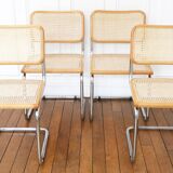 4 cesca b32 breuer chairs made in italy - cane seats reworked